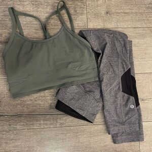 Lululemon yoga pants and Athleta sports bra